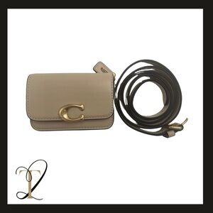 Coach Bandit Card Case Belt Bag Wallet in Brass/Ivory Lux Calf Leather